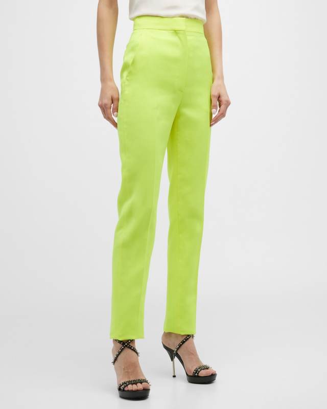 High-Rise Straight-Leg Cigarette Trousers